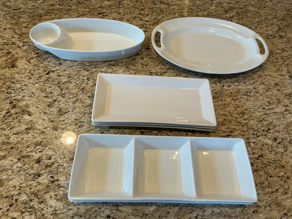 White Ceramic Multi-Compartment Serving Trays - image 1 of 6