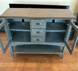 Media cabinet with glass doors and central drawers - thumbnail 2 of 5