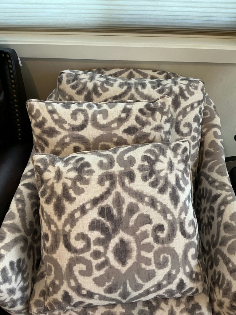 Stylus armchair with grey damask upholstery.  - image 7 of 7