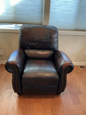 Beverly recliner. Brown faux leather.  - Image 1 of 6