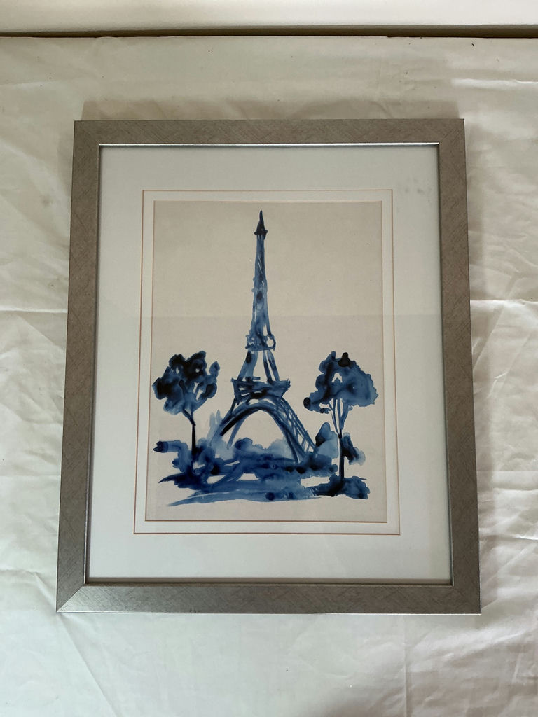Pair of blue watercolor Paris landmark prints. - image 4 of 5
