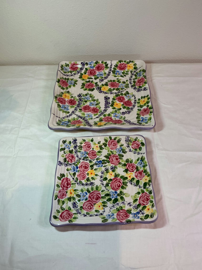 Orange Ceramic Bakeware Set with Floral Serving Plates. - image 4 of 5