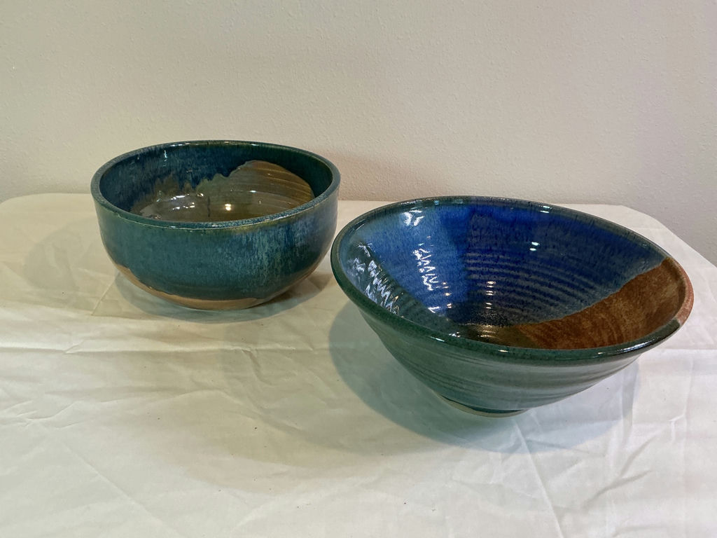 Pair of glazed ceramic serving bowls. - image 1 of 7