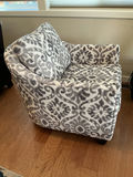 Stylus armchair with grey damask upholstery.  - thumbnail 4 of 7