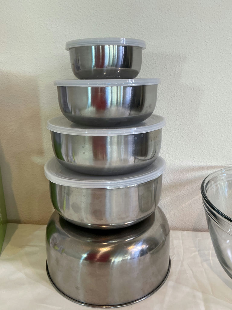 Spiralizer, Stainless Steel Bowls, Glass Mixing Bowls, and Pyrex Measuring Cups - image 3 of 5