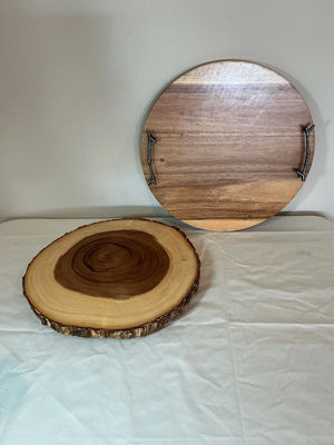 Round wooden serving trays. - Image 1 of 3