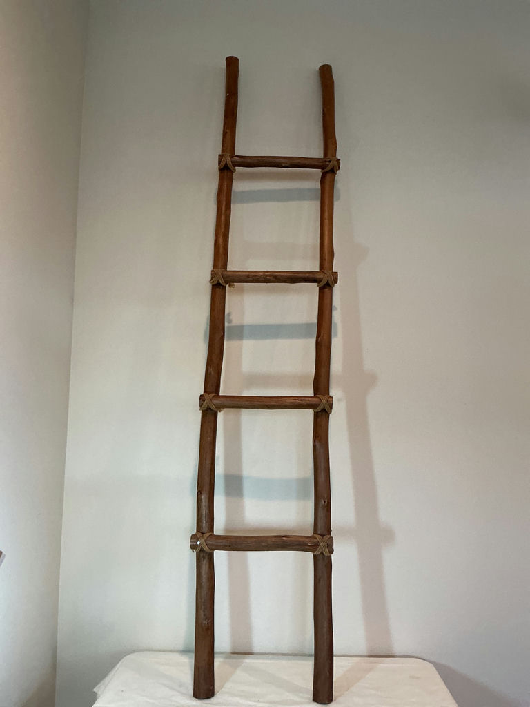 Lamp, Rustic Ladder with throw blankets and Woven Baskets. - image 4 of 4