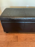 Dark Brown Faux Leather Storage Ottoman  - thumbnail 4 of 5