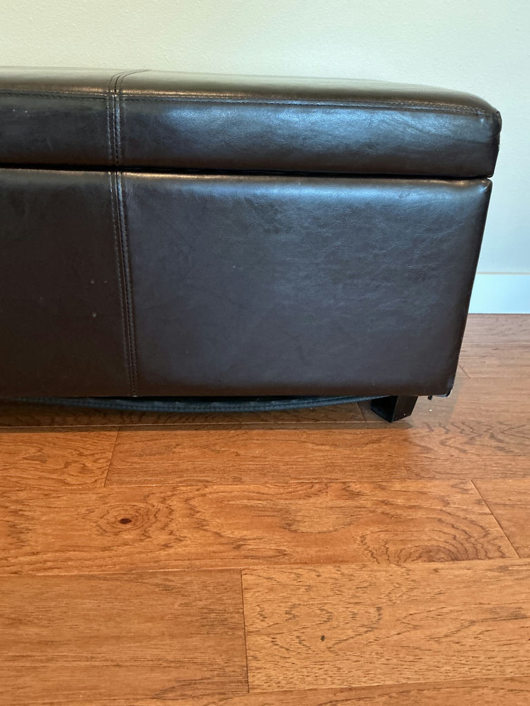Dark Brown Faux Leather Storage Ottoman - image 5 of 5