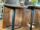 Pair of brown Faux suede swiveling bar stools. - thumbnail 5 of 5