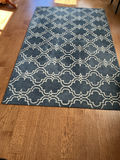 Wool Blueish Gray geometric patterned area rug - thumbnail 1 of 4