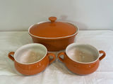Orange Ceramic Bakeware Set with Floral Serving Plates. - thumbnail 2 of 5