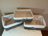 Rectangular wicker storage baskets with fabric liners. - thumbnail 3 of 3