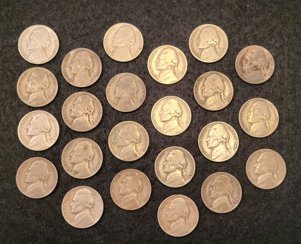 Lot of 23 1940s Jefferson Nickels - image 1 of 2