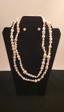 Fresh Water White Cultured Pearl Necklace & Earrings w/ .925 Sterling - thumbnail 1 of 4