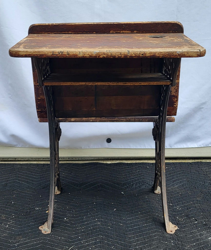 Antique Cast Iron & Wood Folding Students Desk - image 5 of 8