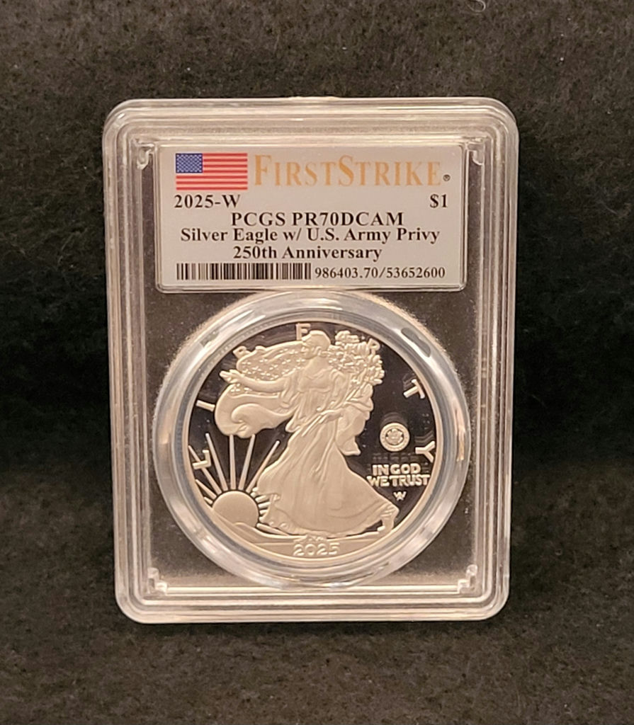 Silver Eagle PCGS First Strike PR70 Army Privy In Case - image 3 of 7
