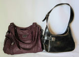 2 Vintage Purses • Burgundy & Black Leather - thumbnail 1 of 11