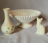 Vintage Beleek & Hobnail Milk Glass Lot of 3 - thumbnail 2 of 7