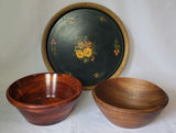 Vintage Toleware Tray & 2 Wooden Bowls - thumbnail 1 of 10