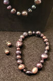 Freshwater Peacock Pearl Necklace w/ Bracelet & Earrings .925 - thumbnail 3 of 5