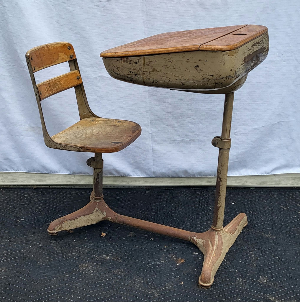 Vintage Students School Desk - Brown - image 1 of 5