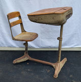 Vintage Students School Desk - Brown - thumbnail 1 of 5