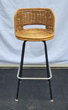 Vintage Wicker Seat High Stool - thumbnail 1 of 4