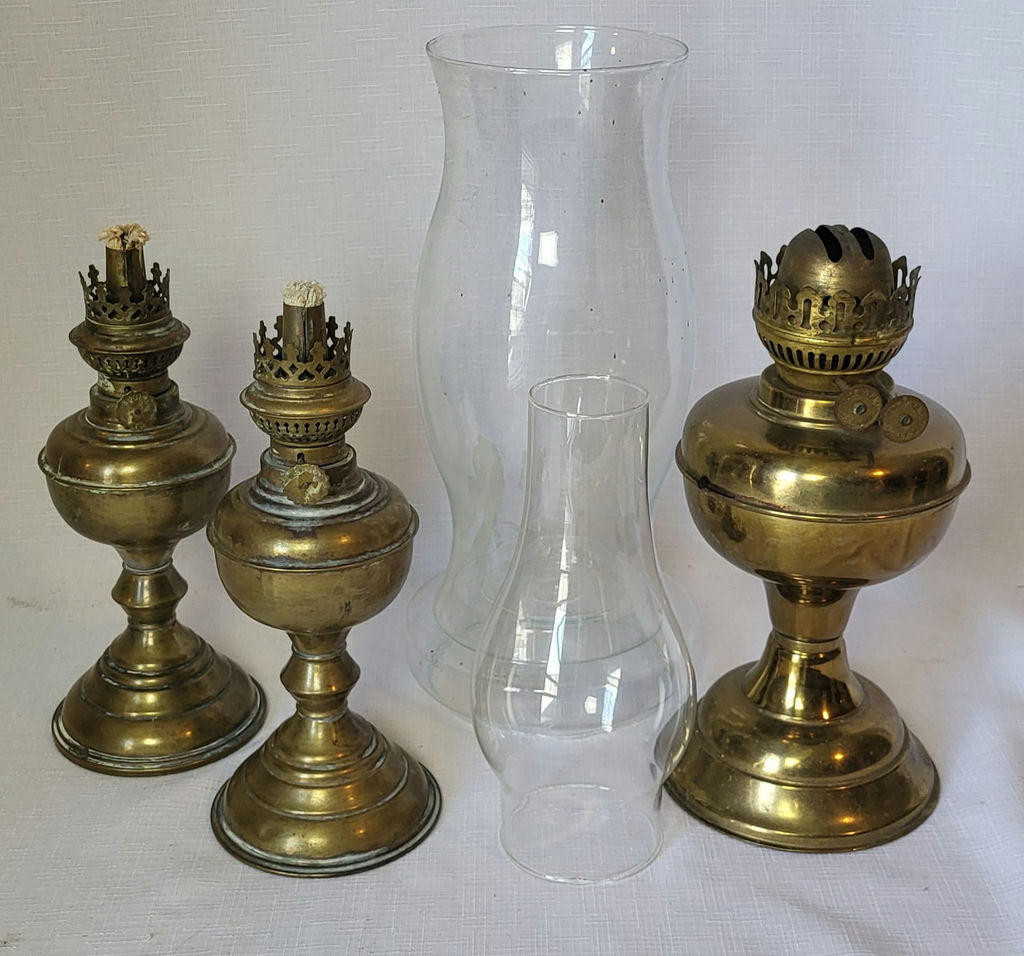 Antique Brass Oil Lamp Lot - image 1 of 6