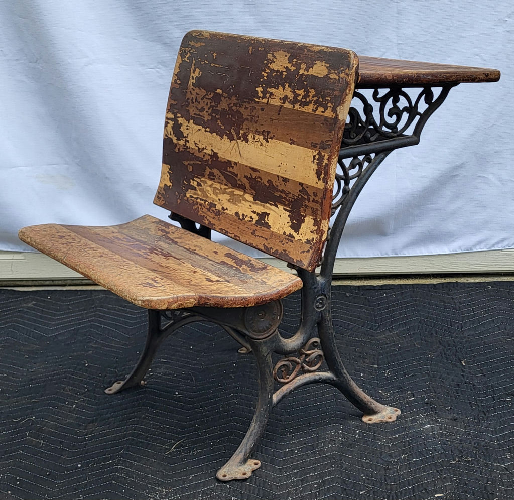 Antique Cast Iron & Wood Folding Students Desk - image 1 of 8