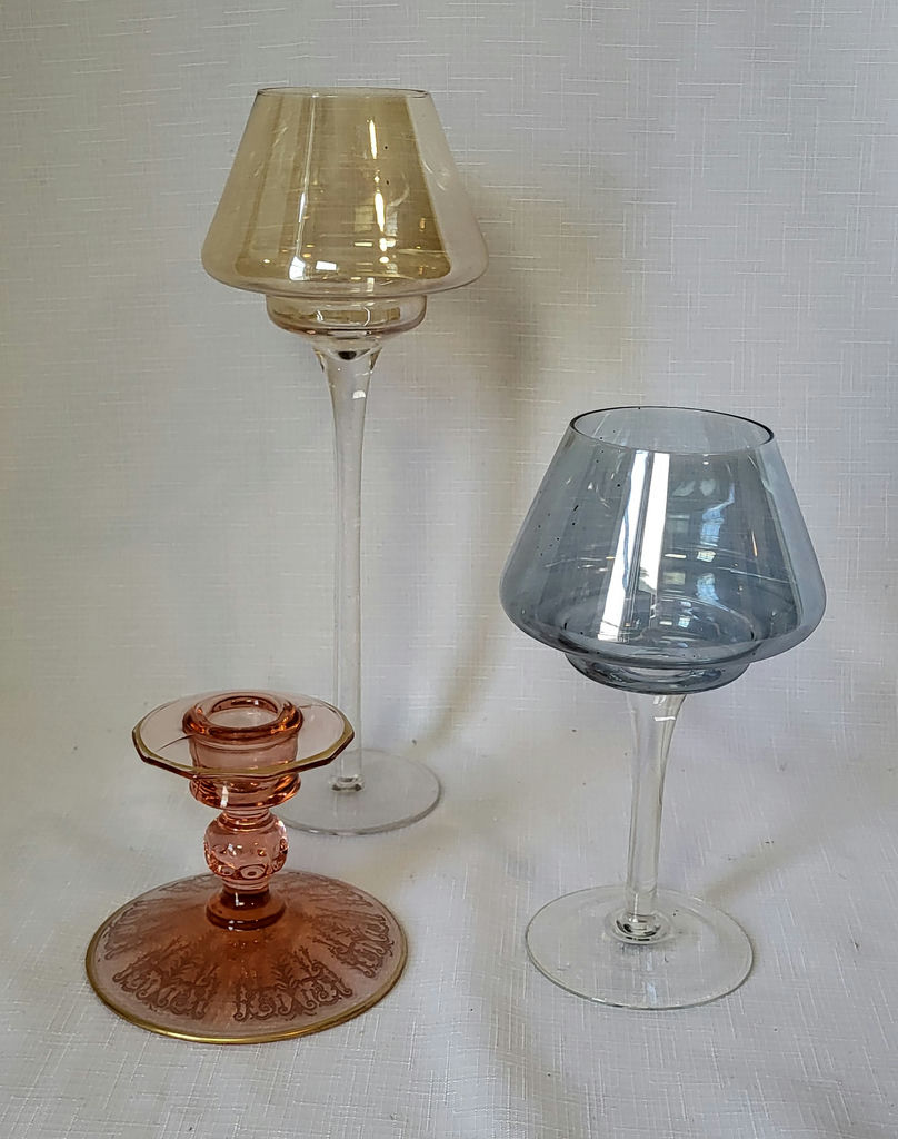 Lot Of 3 Glass Candle Holders - image 1 of 5