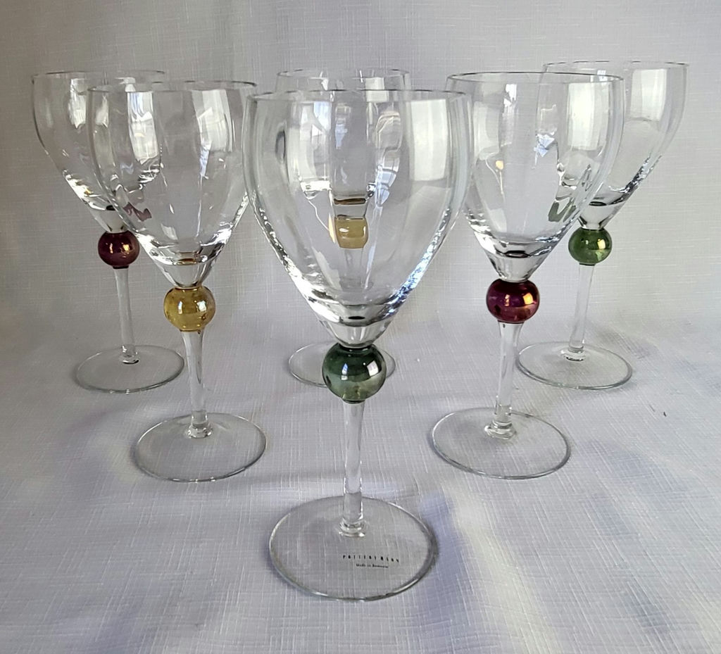 6 New Pottery Barn Bubble Stem Wine Goblets - image 1 of 7