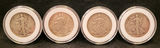 Lot of 4 Silver Walking Liberty Half Dollars• In Cases • 90% Silver - thumbnail 1 of 6