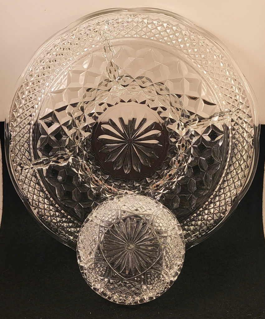 Vintage Tall Cut Crystal Vase & Serving Dishes - image 11 of 13