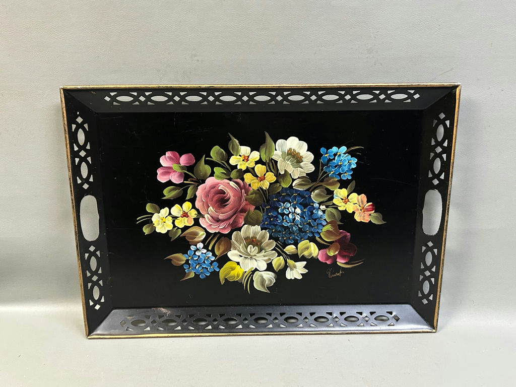 Signed Hand-Painted Tole Tray - image 1 of 5