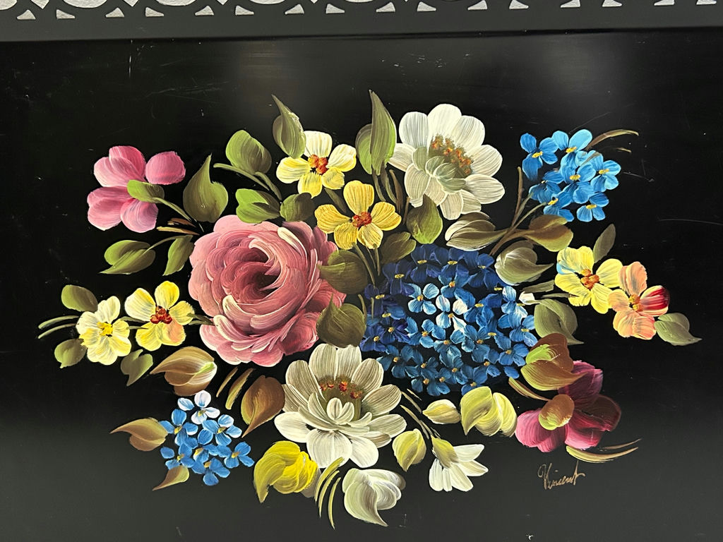 Signed Hand-Painted Tole Tray  - image 5 of 5