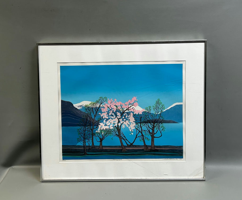 Signed Jarle Rosseland Landscape Linocut - image 1 of 4