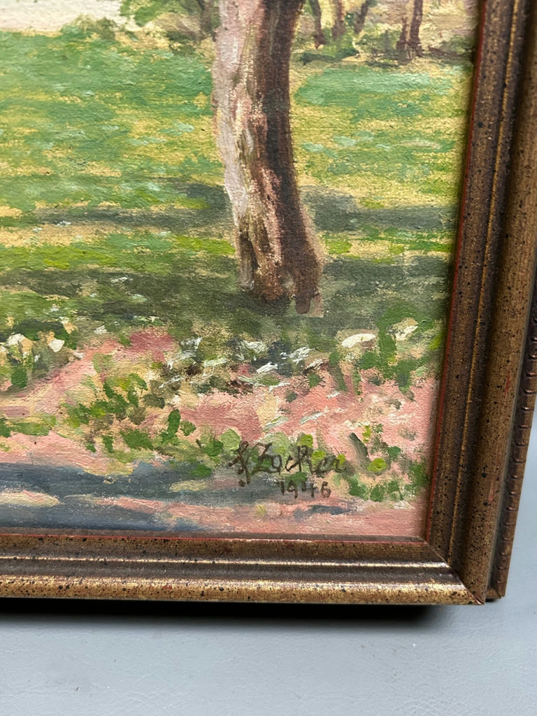 German Landscape Oil on Canvas Signed  - image 2 of 4