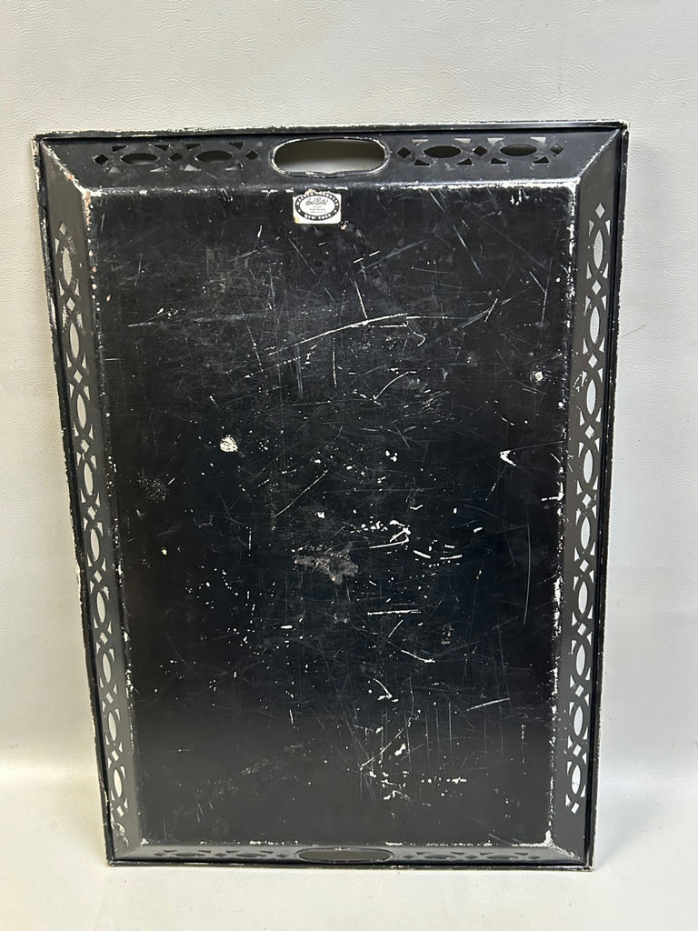 Signed Hand-Painted Tole Tray  - image 3 of 5