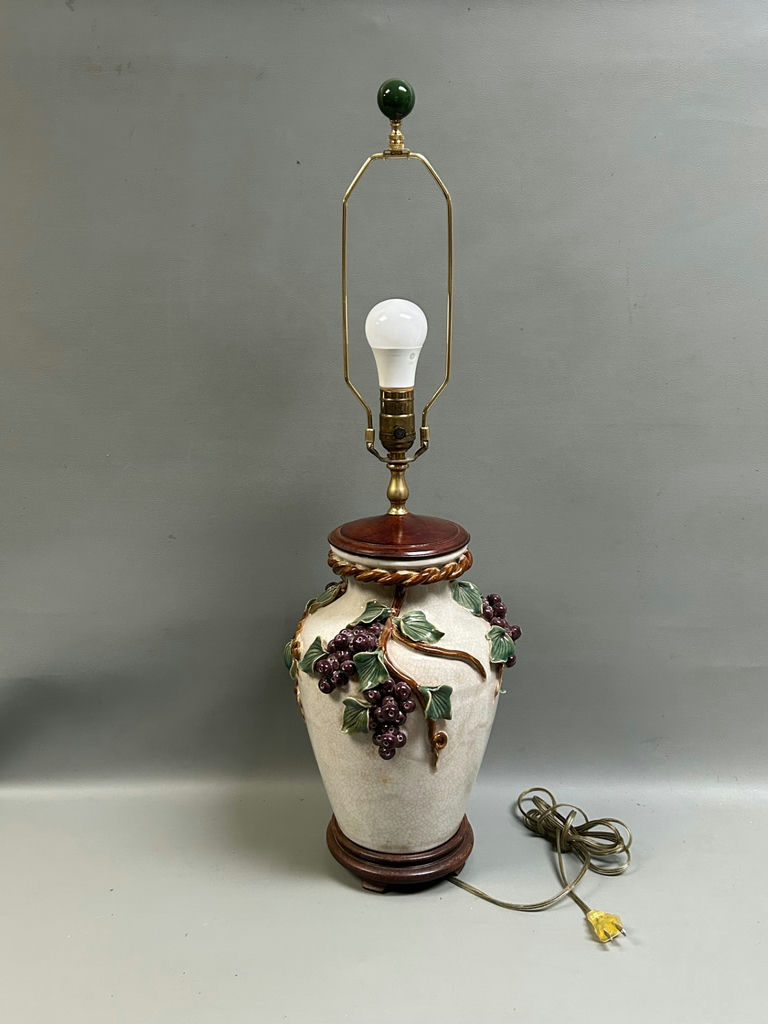 Pottery Lamp Attached Grapes - image 1 of 4