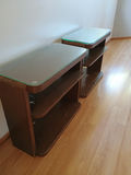Pair of wooden end tables with glass tops - thumbnail 3 of 4
