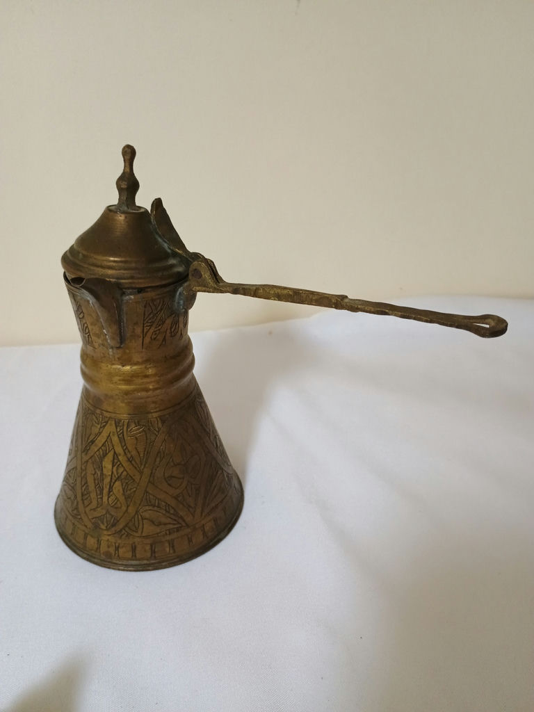 Brass incense censer, brass oil can, glass star sculpture, and jade Buddha figurine - image 2 of 6