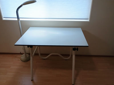 White drafting table and lamp - Image 1 of 6