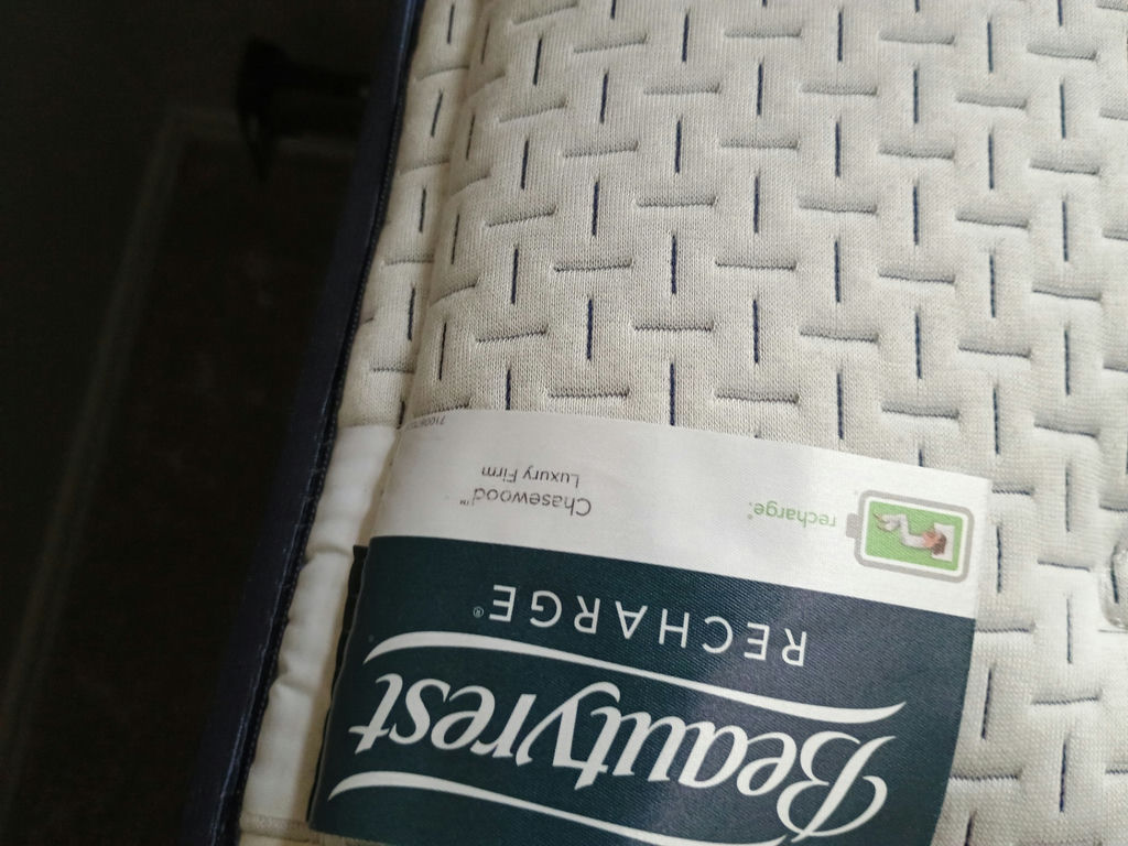 Twin sized beautyrest mattress, box spring, frame and bedding - image 5 of 7