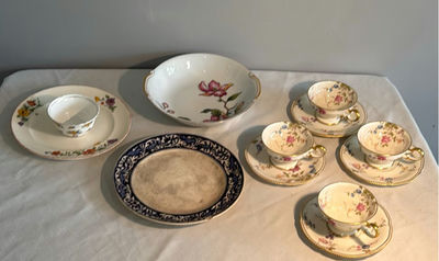 Floral China Tea Set with Cups, Saucers, Bowls, and Plates - Image 1 of 4