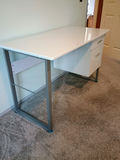 White desk with right-side two-drawer pedestal - thumbnail 4 of 5