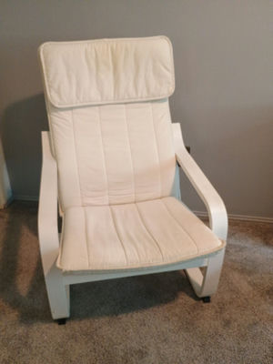 White upholstered lounge chair with cushions, IKEA  - Image 1 of 4