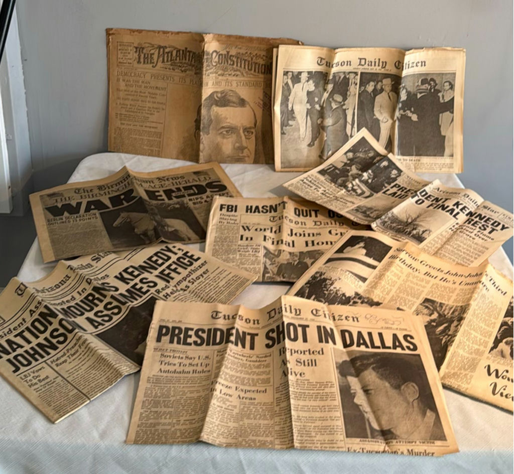 Vintage newspaper clippings and pages about the Kennedy assassination - image 1 of 6