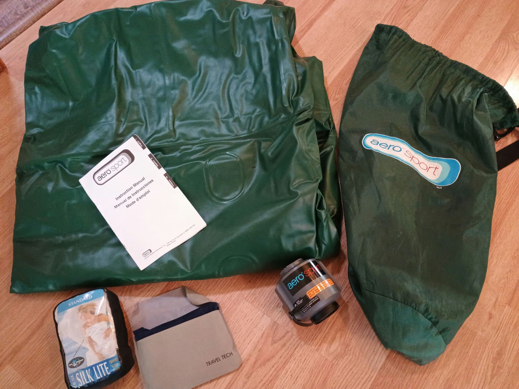 AeroSport Air Mattress with bag, Travel Gear Set with Green Bags, Silk Lite Liner - image 1 of 2