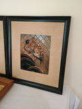 Three framed artworks: two MCM Coppercraft tile portraits and a vintage portrait print - thumbnail 5 of 10